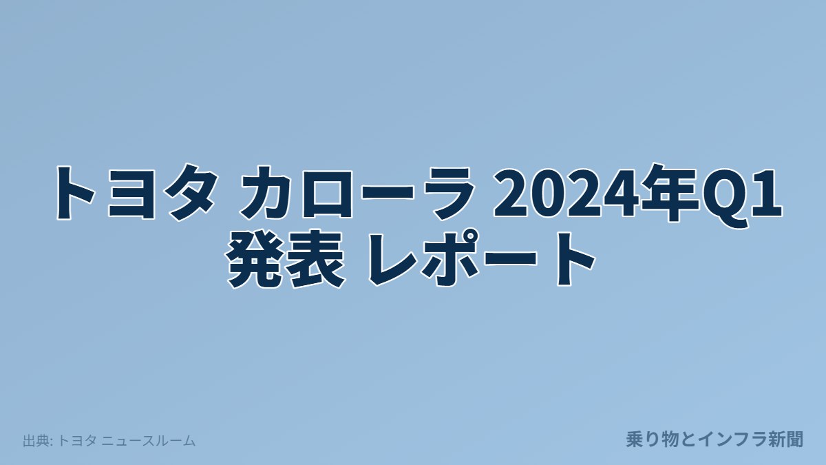 トヨタ カローラ 2024年Q1 発表 レポート（乗り物とインフラ新聞）
