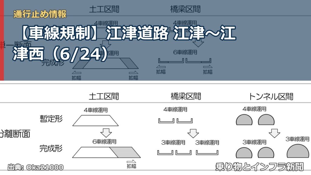 【車線規制】江津道路 江津～江津西（6/24）（乗り物とインフラ新聞）
