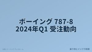 ボーイング 787-8 2024年Q1 受注動向（乗り物とインフラ新聞）
