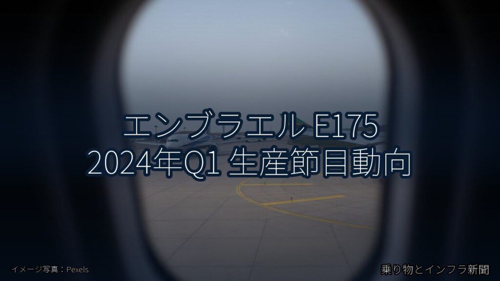 エンブラエル E175 2024年Q1 生産節目動向（乗り物とインフラ新聞）
