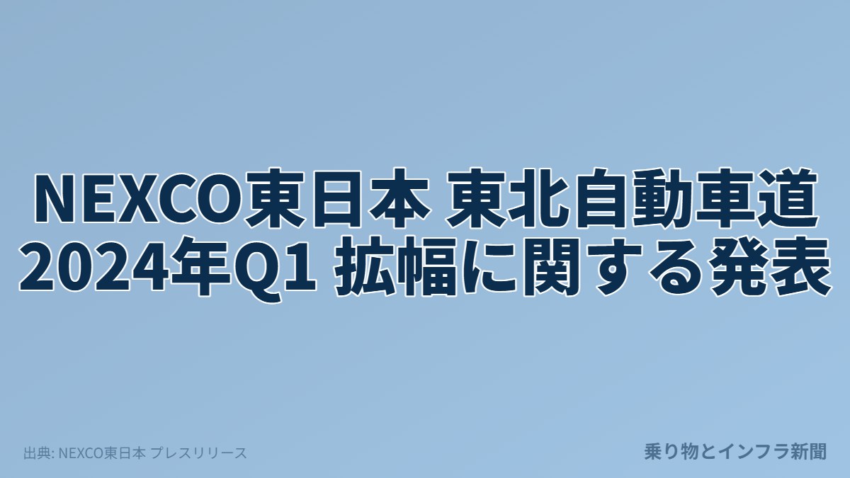 NEXCO東日本 東北自動車道 2024年Q1 拡幅に関する発表（乗り物とインフラ新聞）