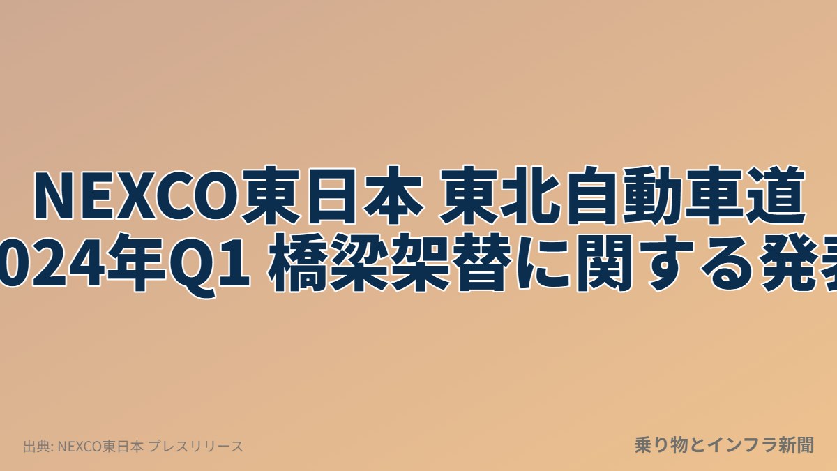 NEXCO東日本 東北自動車道 2024年Q1 橋梁架替に関する発表（乗り物とインフラ新聞）