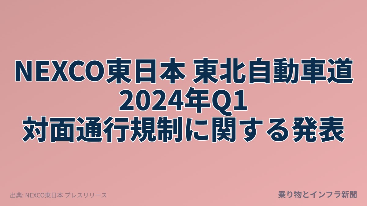 NEXCO東日本 東北自動車道 2024年Q1 対面通行規制に関する発表（乗り物とインフラ新聞）