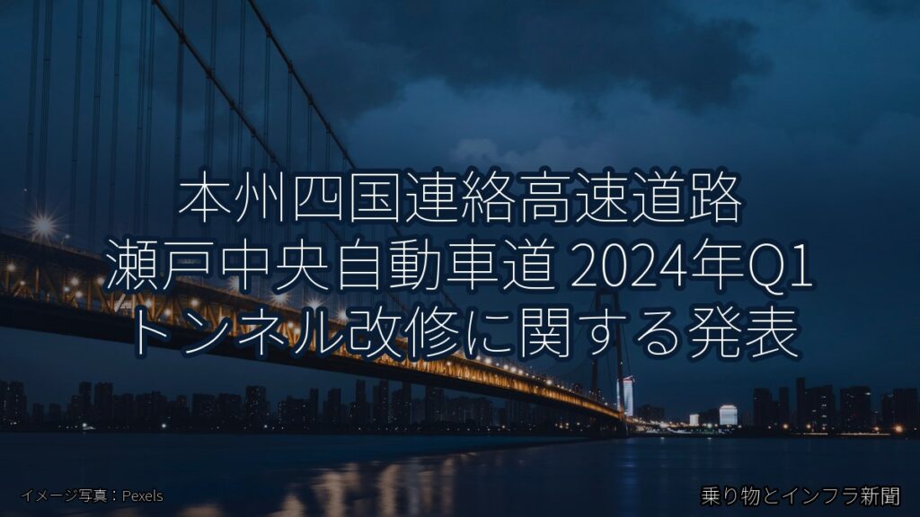 本州四国連絡高速道路 瀬戸中央自動車道 2024年Q1 トンネル改修に関する発表（乗り物とインフラ新聞）