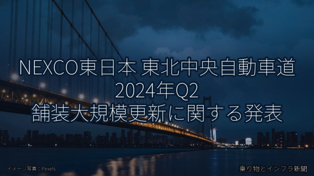 NEXCO東日本 東北中央自動車道 2024年Q2 舗装大規模更新に関する発表（乗り物とインフラ新聞）