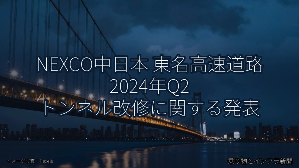 NEXCO中日本 東名高速道路 2024年Q2 トンネル改修に関する発表（乗り物とインフラ新聞）