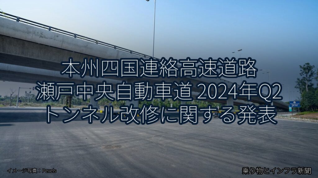本州四国連絡高速道路 瀬戸中央自動車道 2024年Q2 トンネル改修に関する発表（乗り物とインフラ新聞）