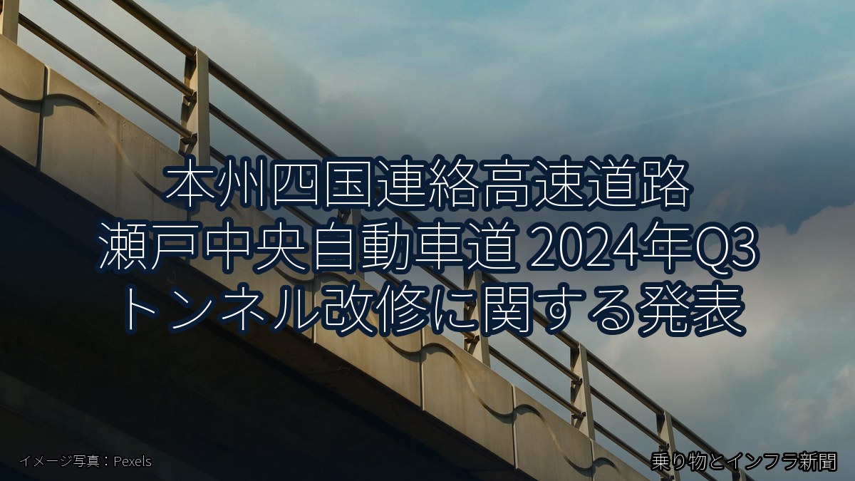 本州四国連絡高速道路 瀬戸中央自動車道 2024年Q3 トンネル改修に関する発表（乗り物とインフラ新聞）
