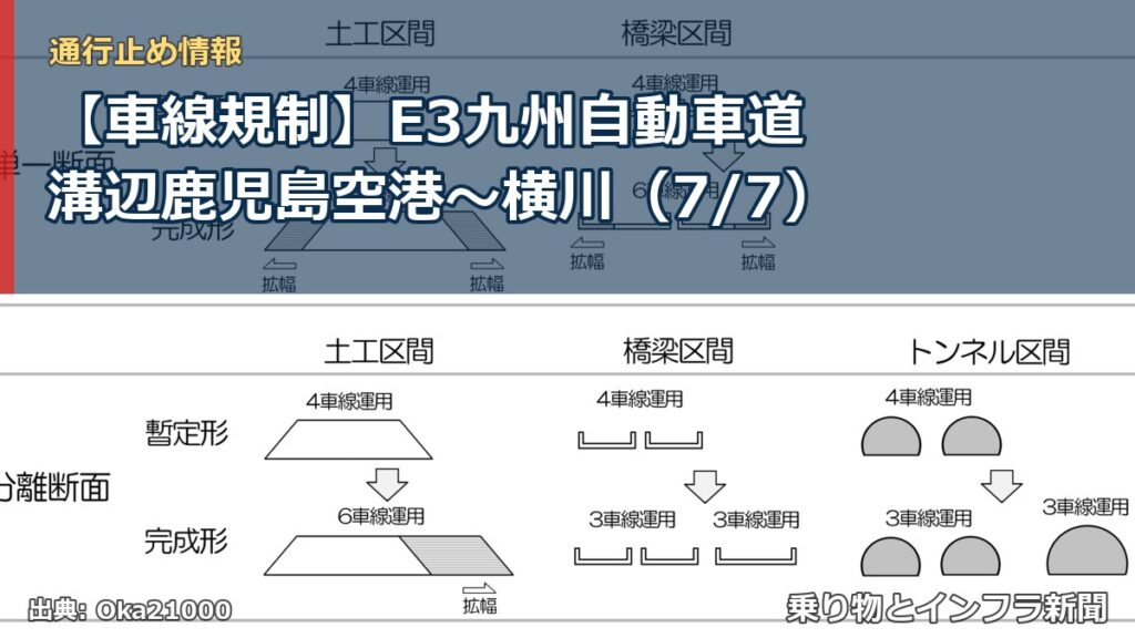 【車線規制】E3九州自動車道 溝辺鹿児島空港～横川（7/7）（乗り物とインフラ新聞）