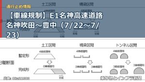 【車線規制】E1名神高速道路 名神吹田～豊中（7/22〜7/23）（乗り物とインフラ新聞）