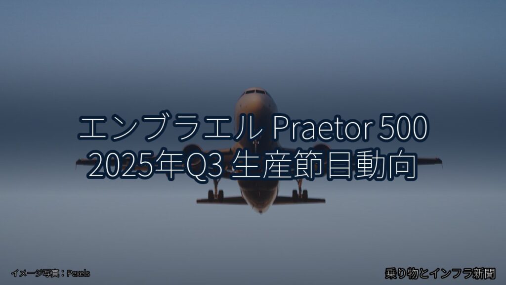エンブラエル Praetor 500 2025年Q3 生産節目動向（乗り物とインフラ新聞）
