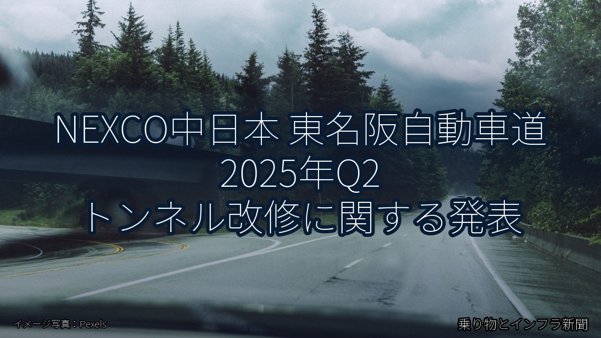 NEXCO中日本 東名阪自動車道 2025年Q2 トンネル改修に関する発表（乗り物とインフラ新聞）