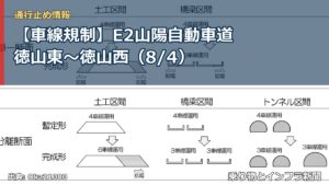 【車線規制】E2山陽自動車道 徳山東～徳山西（8/4）（乗り物とインフラ新聞）