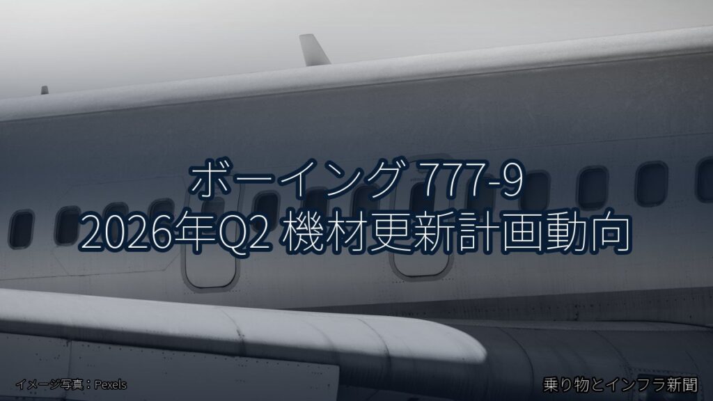 ボーイング 777-9 2026年Q2 機材更新計画動向（乗り物とインフラ新聞）