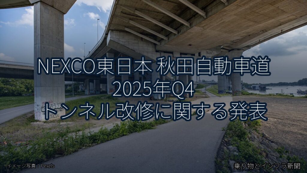 NEXCO東日本 秋田自動車道 2025年Q4 トンネル改修に関する発表（乗り物とインフラ新聞）