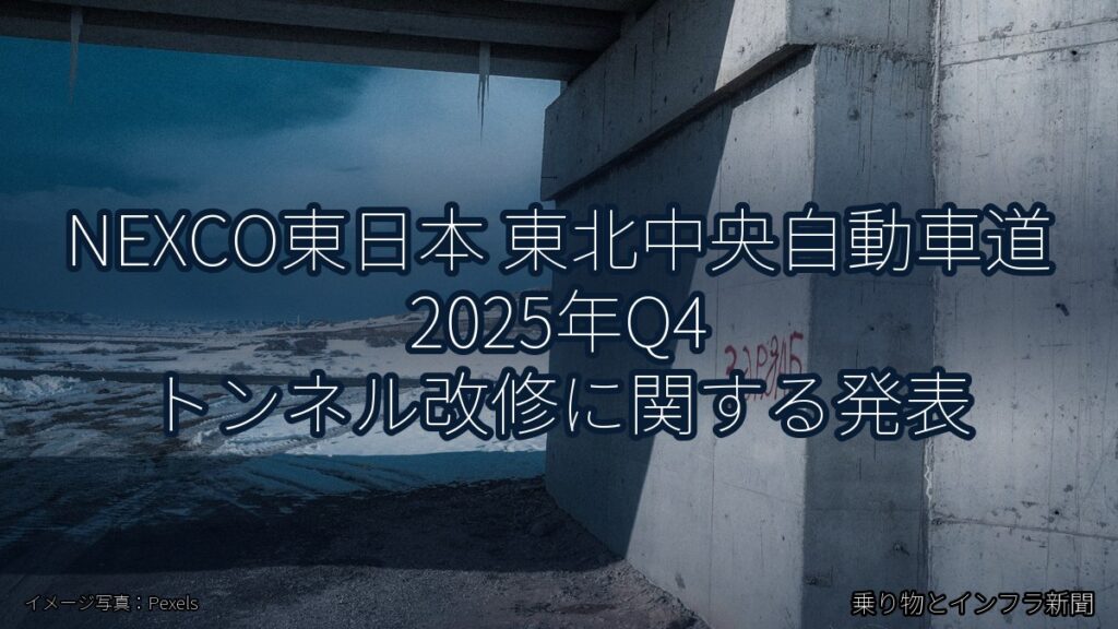 NEXCO東日本 東北中央自動車道 2025年Q4 トンネル改修に関する発表（乗り物とインフラ新聞）