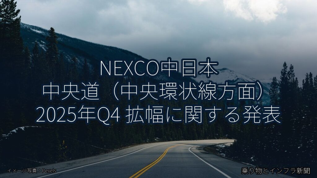 NEXCO中日本 中央道（中央環状線方面） 2025年Q4 拡幅に関する発表（乗り物とインフラ新聞）