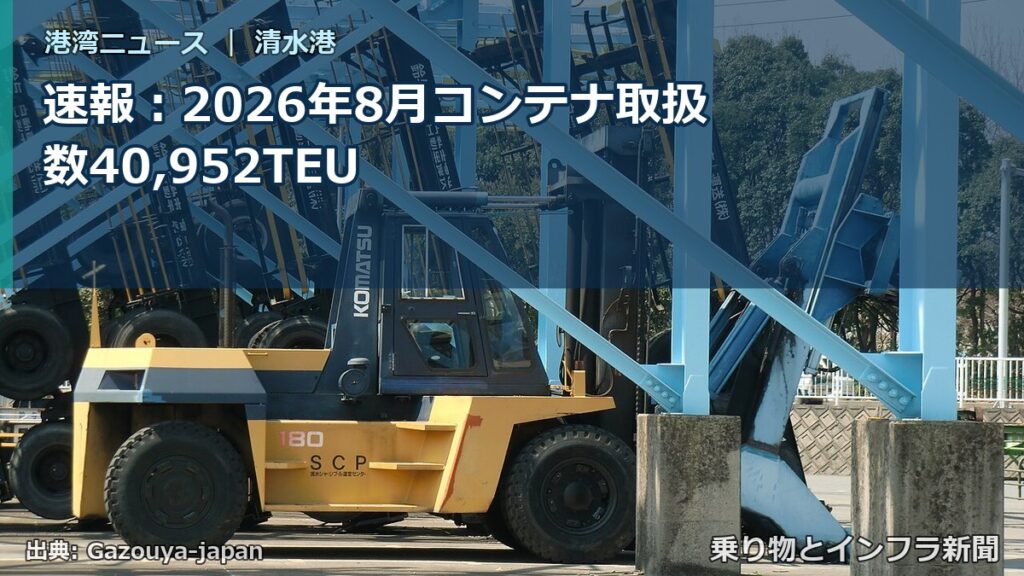 速報：2026年8月コンテナ取扱数40,952TEU（乗り物とインフラ新聞）