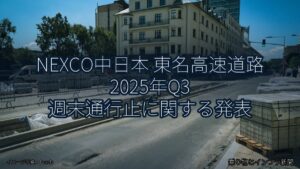 NEXCO中日本 東名高速道路 2025年Q3 週末通行止に関する発表（乗り物とインフラ新聞）