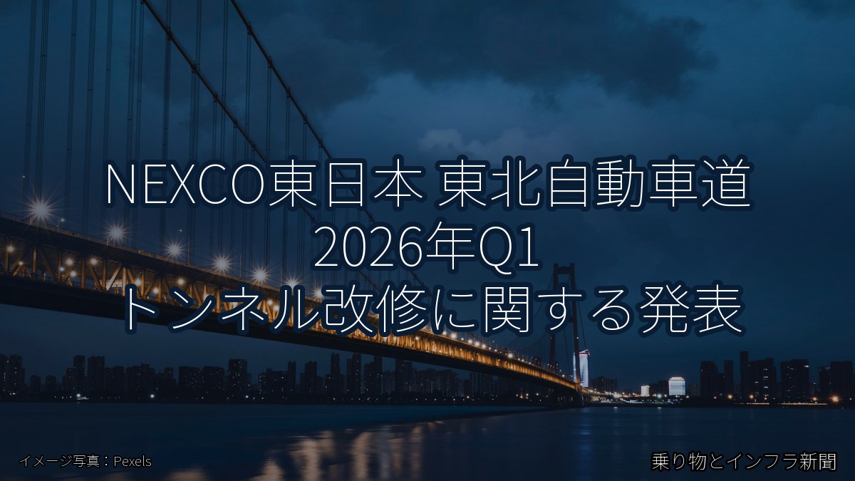 NEXCO東日本 東北自動車道 2026年Q1 トンネル改修に関する発表（乗り物とインフラ新聞）