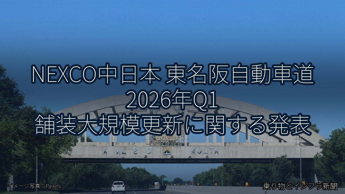 NEXCO中日本 東名阪自動車道 2026年Q1 舗装大規模更新に関する発表（乗り物とインフラ新聞）