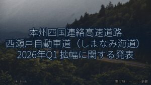 本州四国連絡高速道路 西瀬戸自動車道（しまなみ海道） 2026年Q1 拡幅に関する発表（乗り物とインフラ新聞）