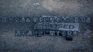 国土交通省 関東地整 栃木主要国道 2025年Q3 週末通行止に関する発表（乗り物とインフラ新聞）