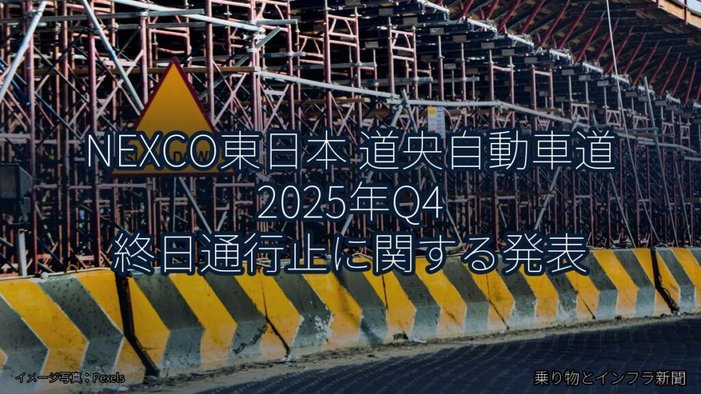NEXCO東日本 道央自動車道 2025年Q4 終日通行止に関する発表（乗り物とインフラ新聞）