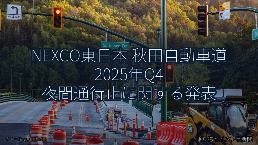 NEXCO東日本 秋田自動車道 2025年Q4 夜間通行止に関する発表（乗り物とインフラ新聞）