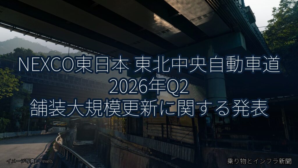 NEXCO東日本 東北中央自動車道 2026年Q2 舗装大規模更新に関する発表（乗り物とインフラ新聞）