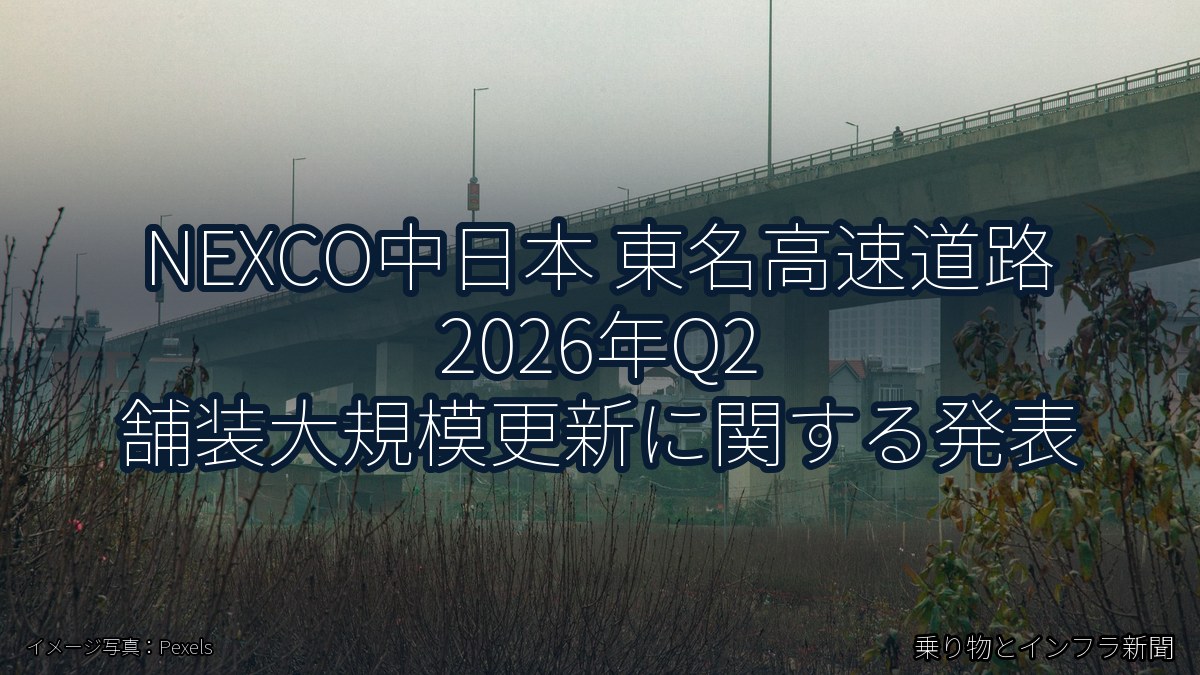 NEXCO中日本 東名高速道路 2026年Q2 舗装大規模更新に関する発表(乗り物とインフラ新聞)