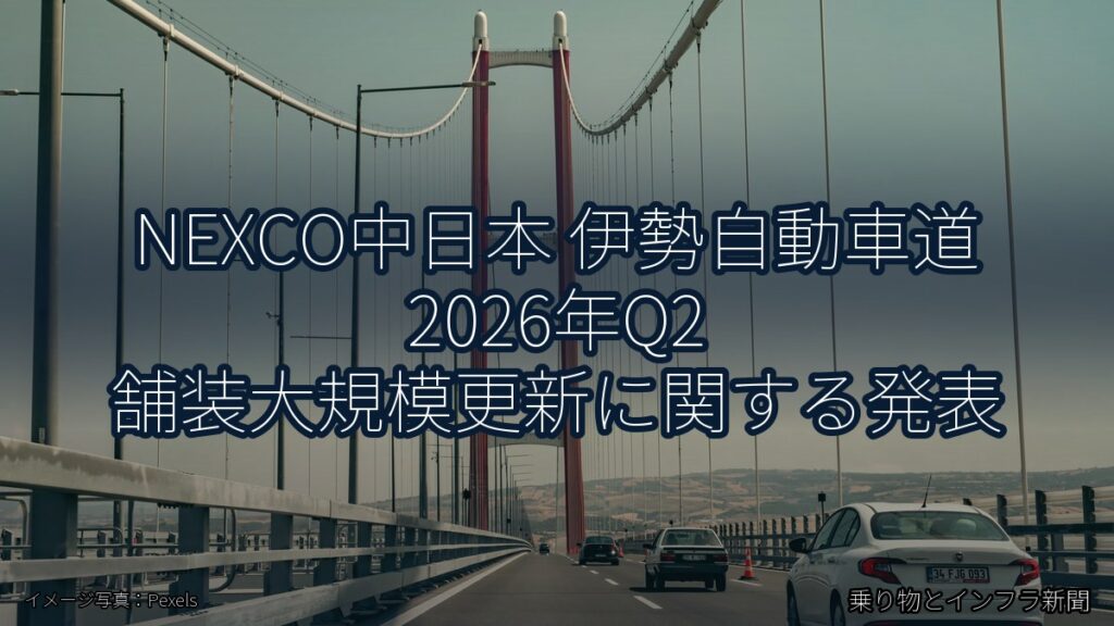 NEXCO中日本 伊勢自動車道 2026年Q2 舗装大規模更新に関する発表（乗り物とインフラ新聞）