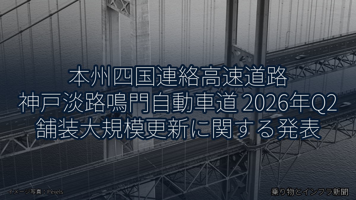 本州四国連絡高速道路 神戸淡路鳴門自動車道 2026年Q2 舗装大規模更新に関する発表（乗り物とインフラ新聞）