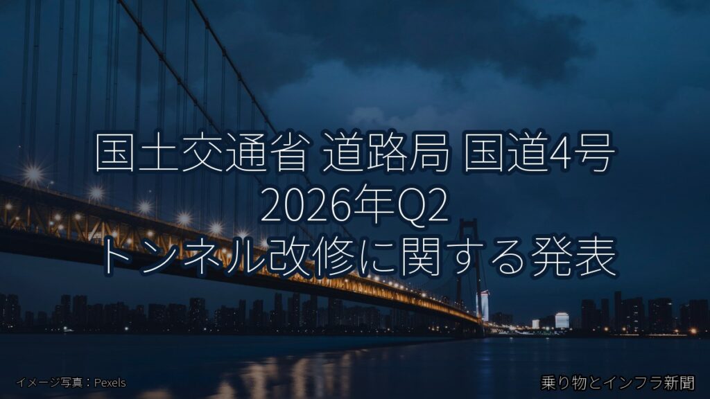 国土交通省 道路局 国道4号 2026年Q2 トンネル改修に関する発表（乗り物とインフラ新聞）